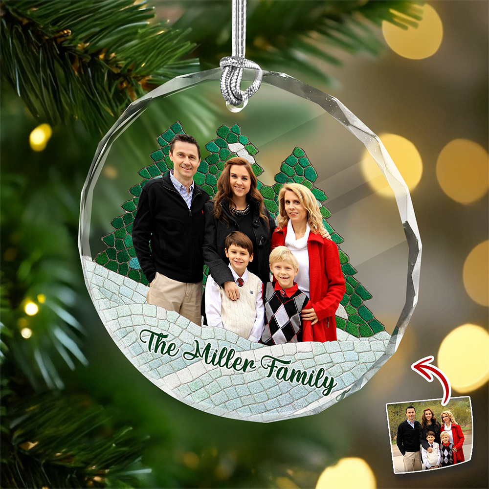 Custom Photo Family Mosaic Style Glass Ornament Christmas Gift LM32 895051
