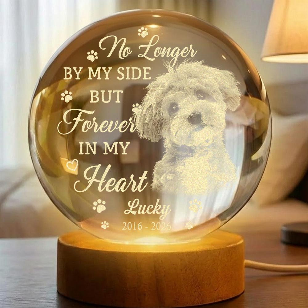 Custom Photo Memorial Once By My Side Forever In My Heart Engraved Crystal Ball LED Night Light HO82 901418