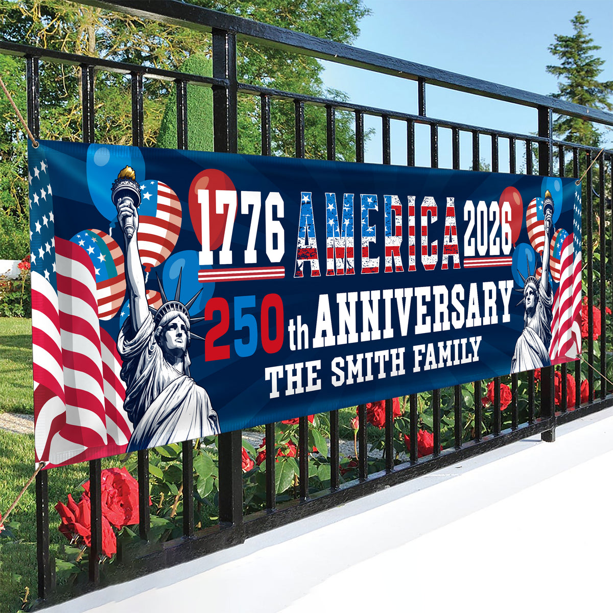 Custom Family Name USA 250th Anniversary 1776-2026 Banner HO82 901584