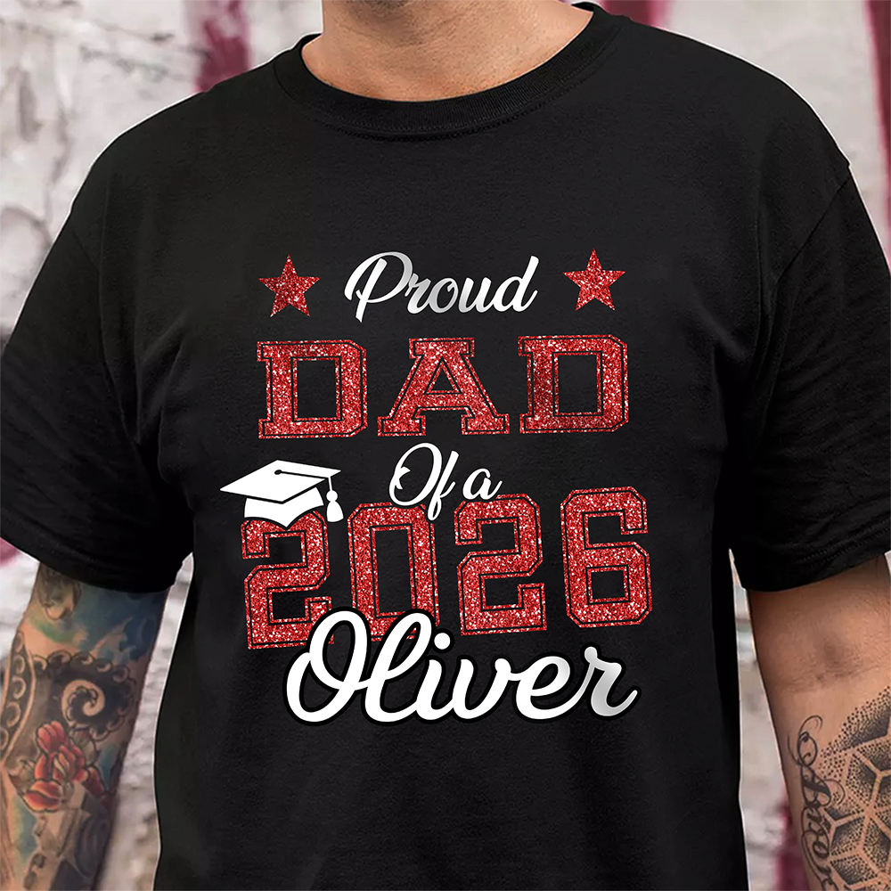 Personalized Proud Of You Class Of 2026 Glitter Graduation Dark Shirt HA75 920486