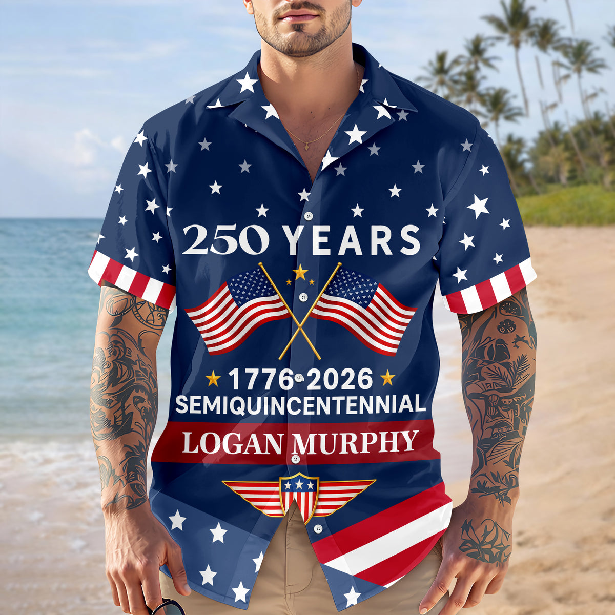 Custom Name America 250 Years Semiquincentennial 1776-2026 Hawaii Shirt LM32 899543
