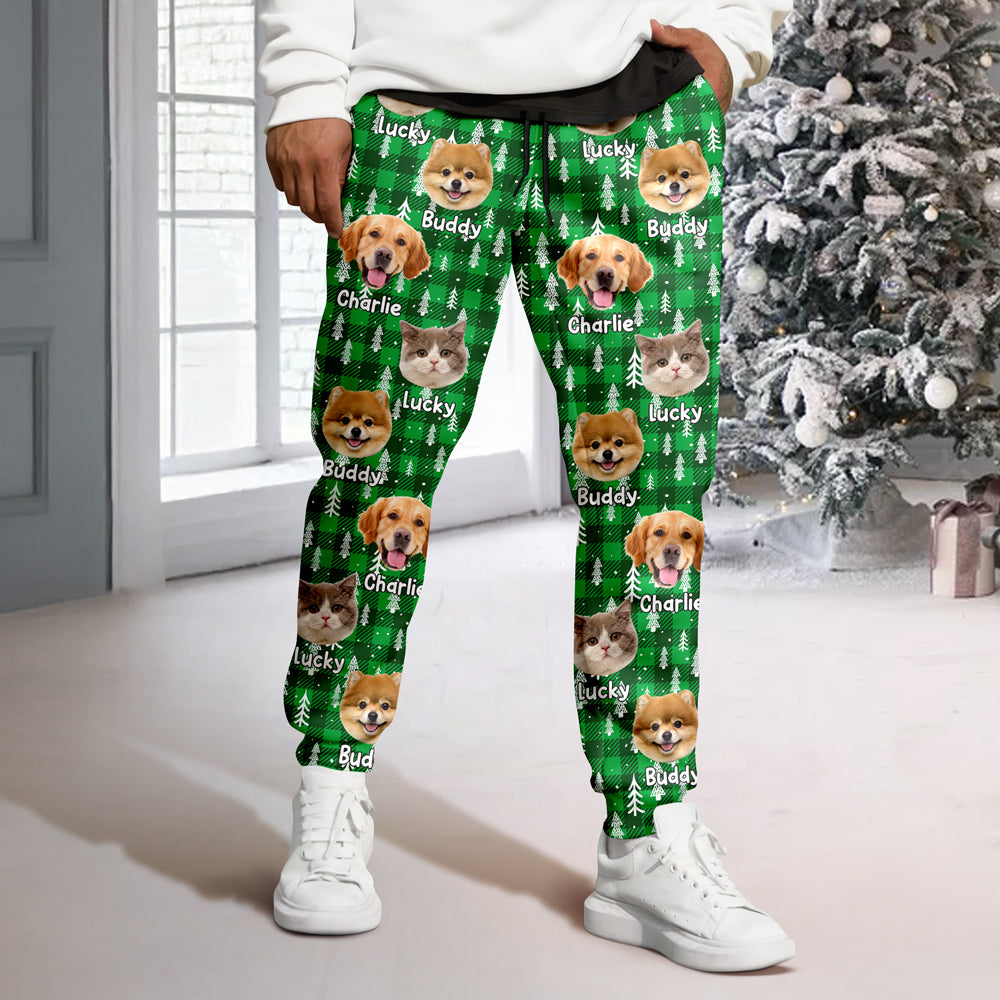 Custom Dog Cat Photo Christmas Pattern Sweatpants, Cute Christmas Gift for Pets Owners LM32 670103