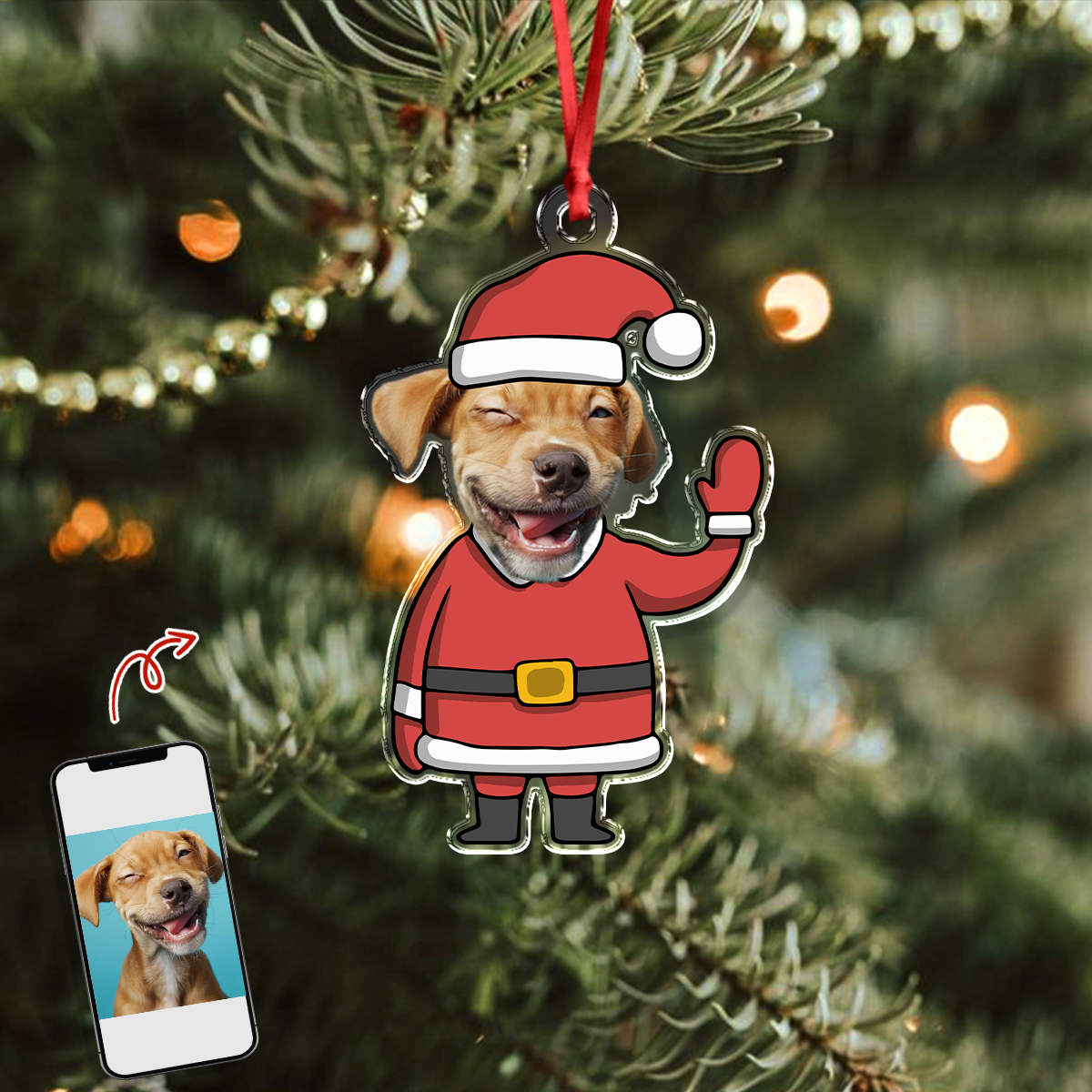 Custom Funny Photo Christmas Acrylic Ornament For Pet Lover TH10 894325