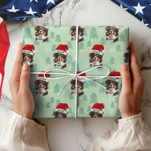 Custom Photo Dog Christmas Cute Wrapping Paper For Dog Lovers LM32 891969