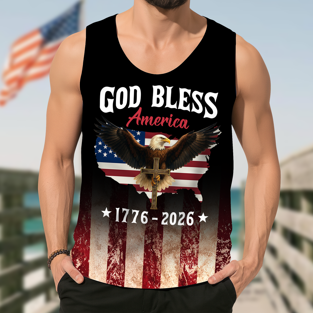 Patriotic 250th Anniversary God Bless America Eagle 1776–2026 Tanktop HO82 902900