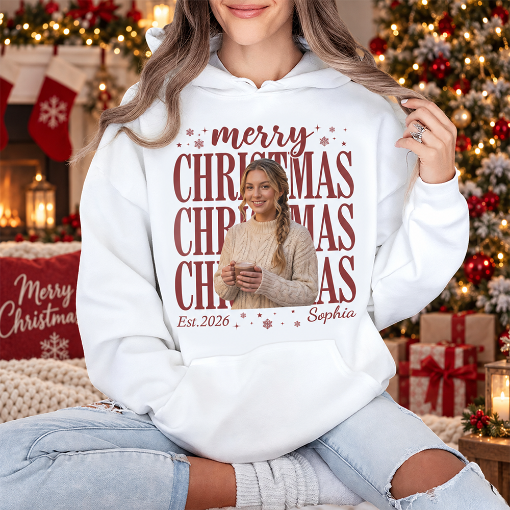 Custom Photo Merry Christmas Shirt, Personalized Holiday Gift For Family TH10 171123