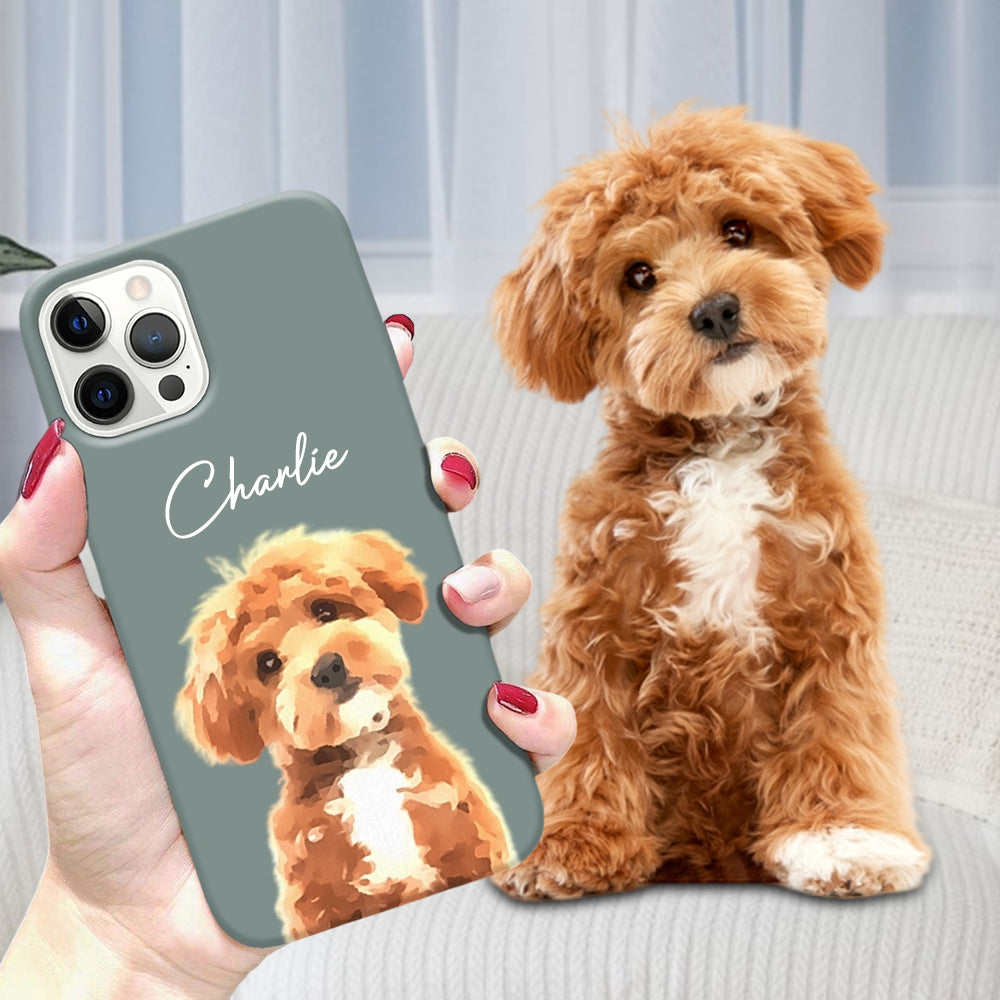 Custom Dog Cat Photo Watercolor Vintage Style Phone Case For Dog Cat Lovers Gift HO82 893430