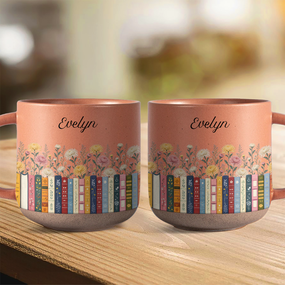 Custom Name & Birthflower Pottery Mug For Book Lovers TH10 170305