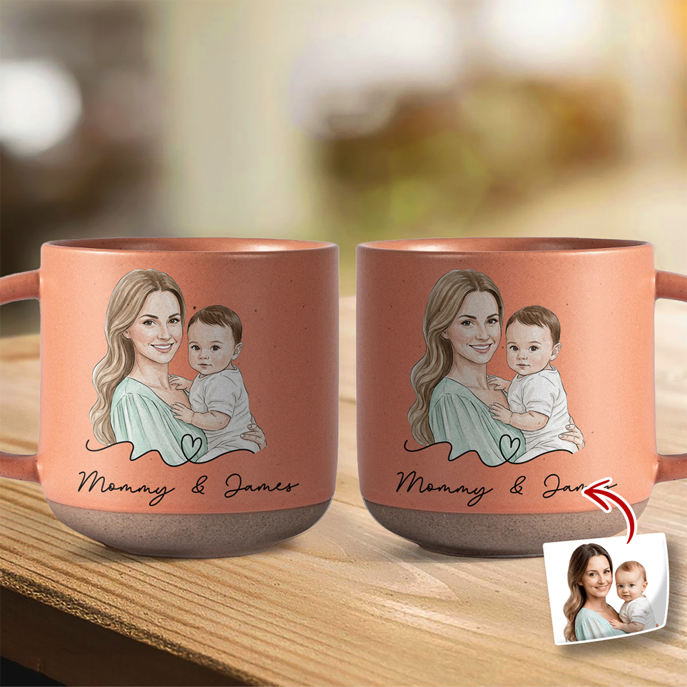 Custom Photo Mom And Kid Pottery Mug For Mother's Day TH10 169213