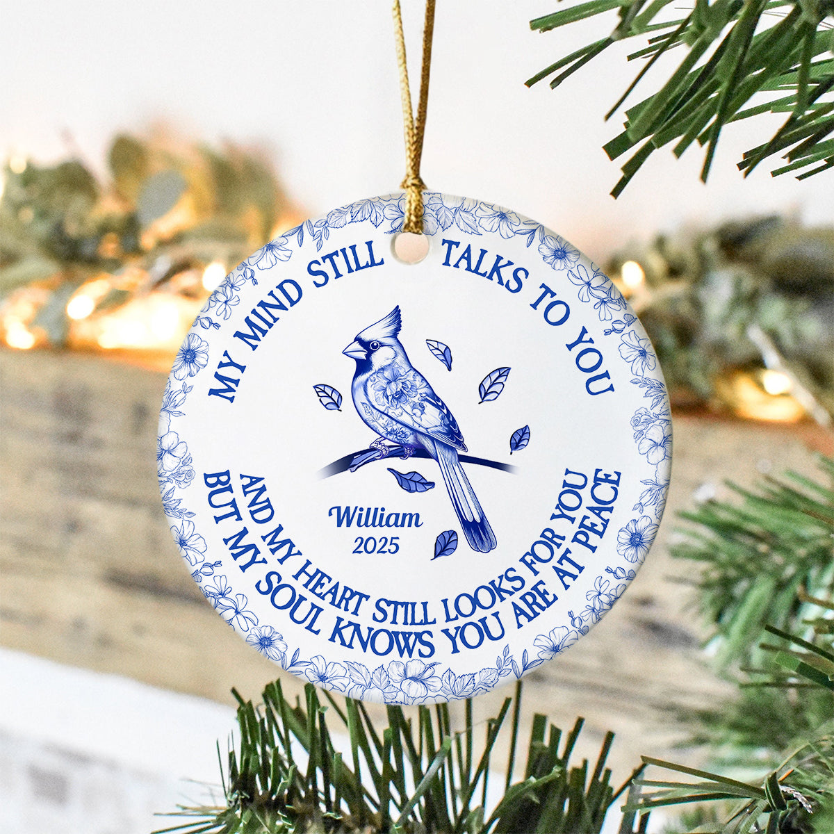 My Mind Still Talks To You Toile - Personalized Ceramic Ornament HA75 897460