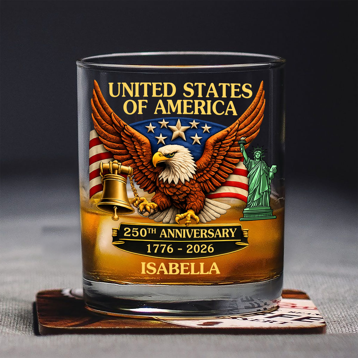 Custom Name United State Of America 250th Anniversary Whiskey Glass TH10 898691