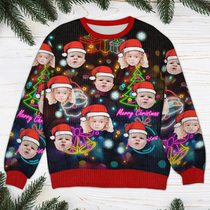 Custom Face Photo Christmas Neon Light Ugly Sweater TH10 891631