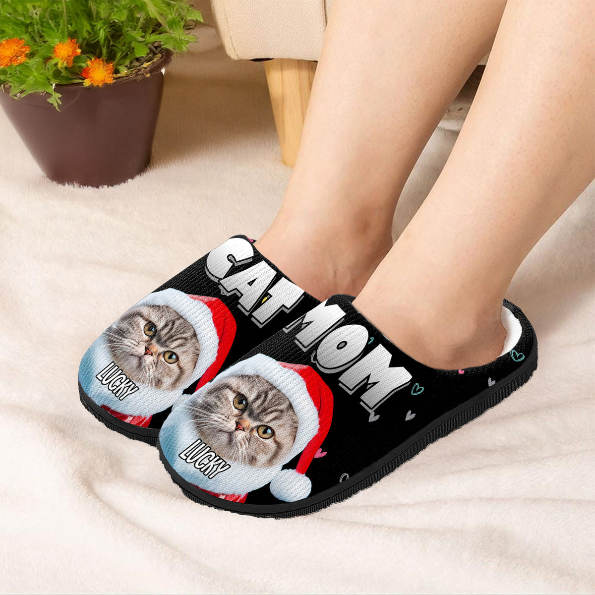 Custom Photo Cat Mom Personalized Slippers Gift For Cat Lovers CH07 896790