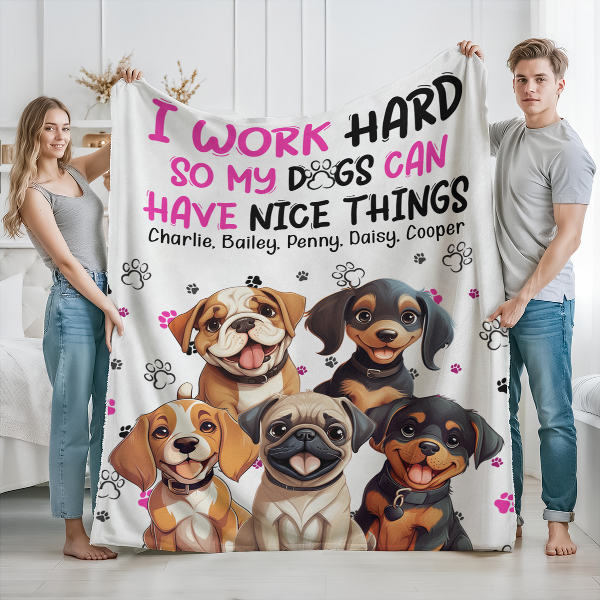 Personalized I Work Hard So My Dog Can Have Nice Things Blanket Gift For Dog Lovers LM32 893199