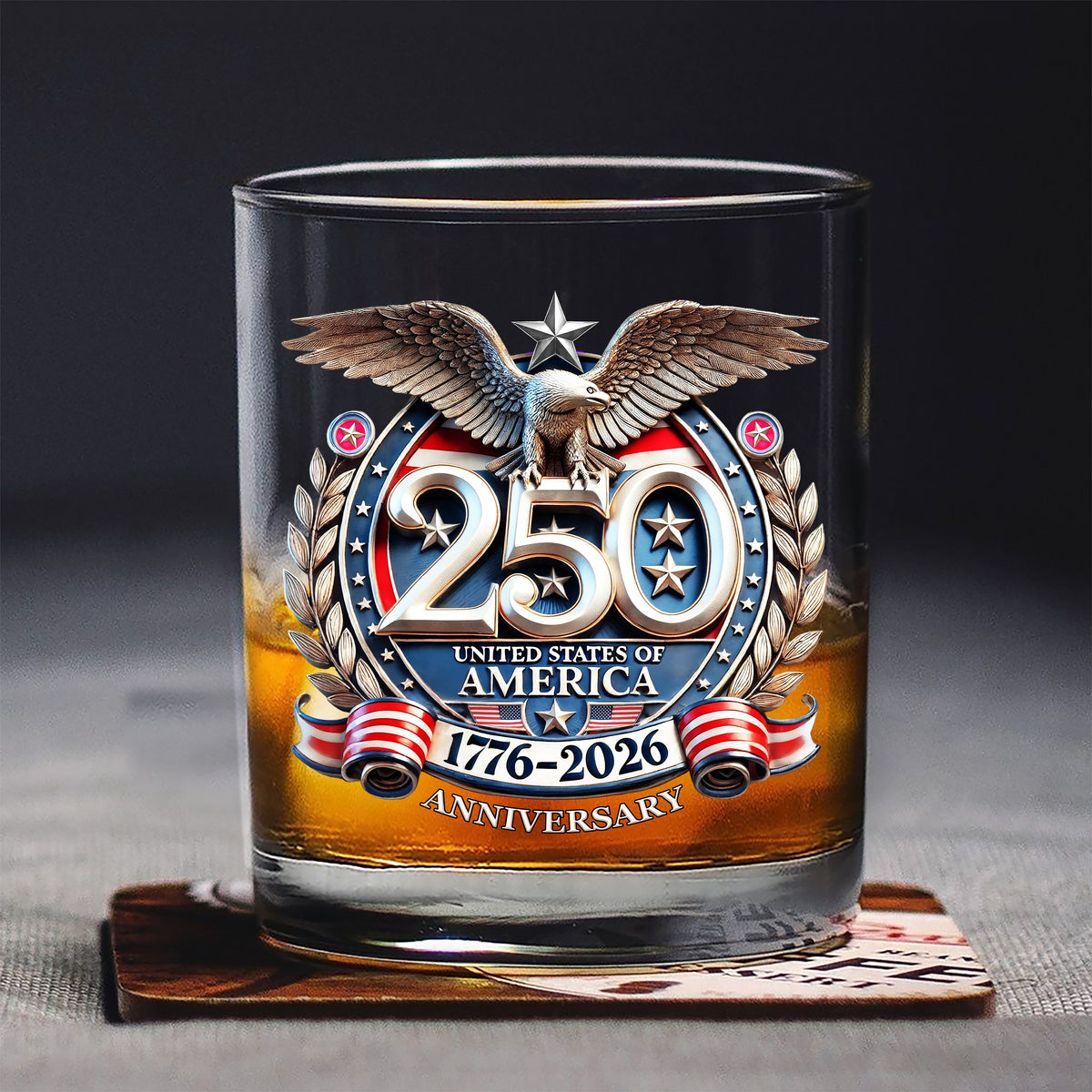 USA Eagles 250th Anniversary Semiquincentennial 1776-2026 Whiskey Glass LM32 899023