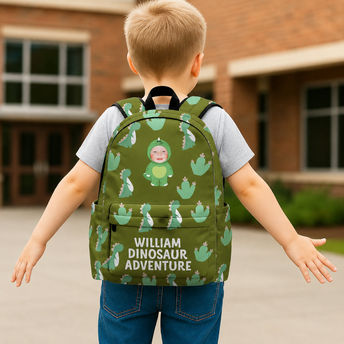 Custom Photo Kid's Dinosaur Unicorn Bear Back To School Backpack TH10 170365