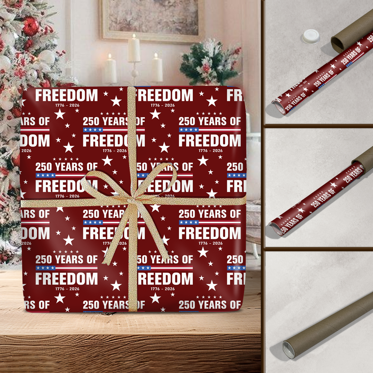 250 Years Of Freedom 1776-2026 4th Of July Wrapping Paper HO82 900676
