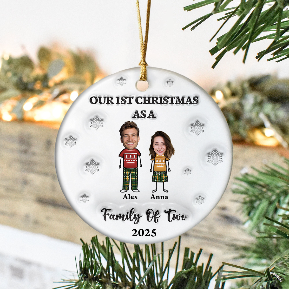 First Christmas As A Family Personalized 3D Inflated Effect Ceramic Ornament CH07 899496