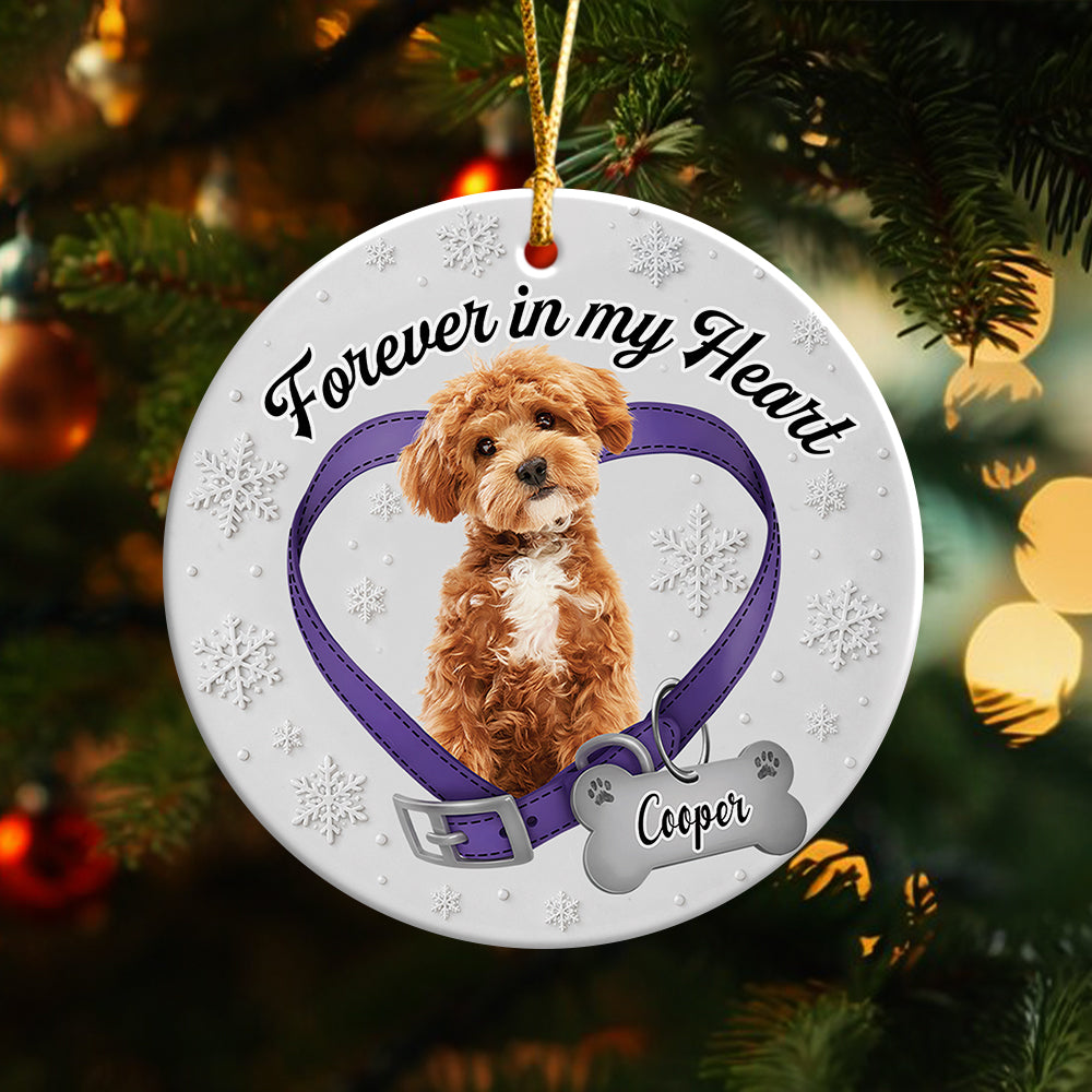 Custom Dog Photo Forever In My Heart Memorial 3D Inflated Effect Printed Ornament CH07 180444