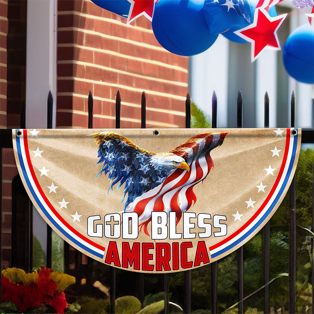 Personalized God Bless America 1776 - 2026 Eagle Non-Pleated Fan Flag LM32 899029