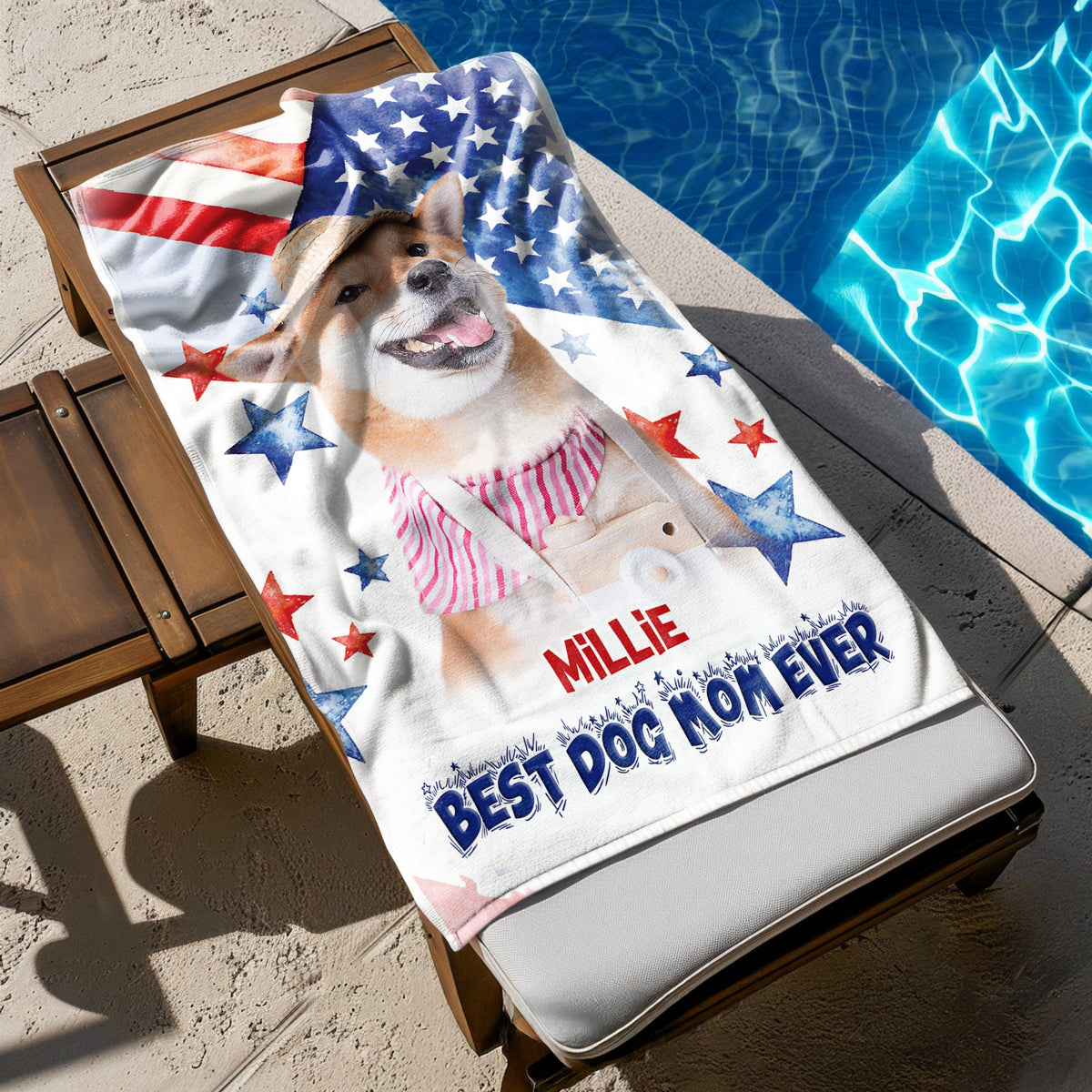 Custom Photo Best Dog Dad Mom Ever Beach Towel Summer Gift For Dog Lovers Cat Lovers CH07 895798