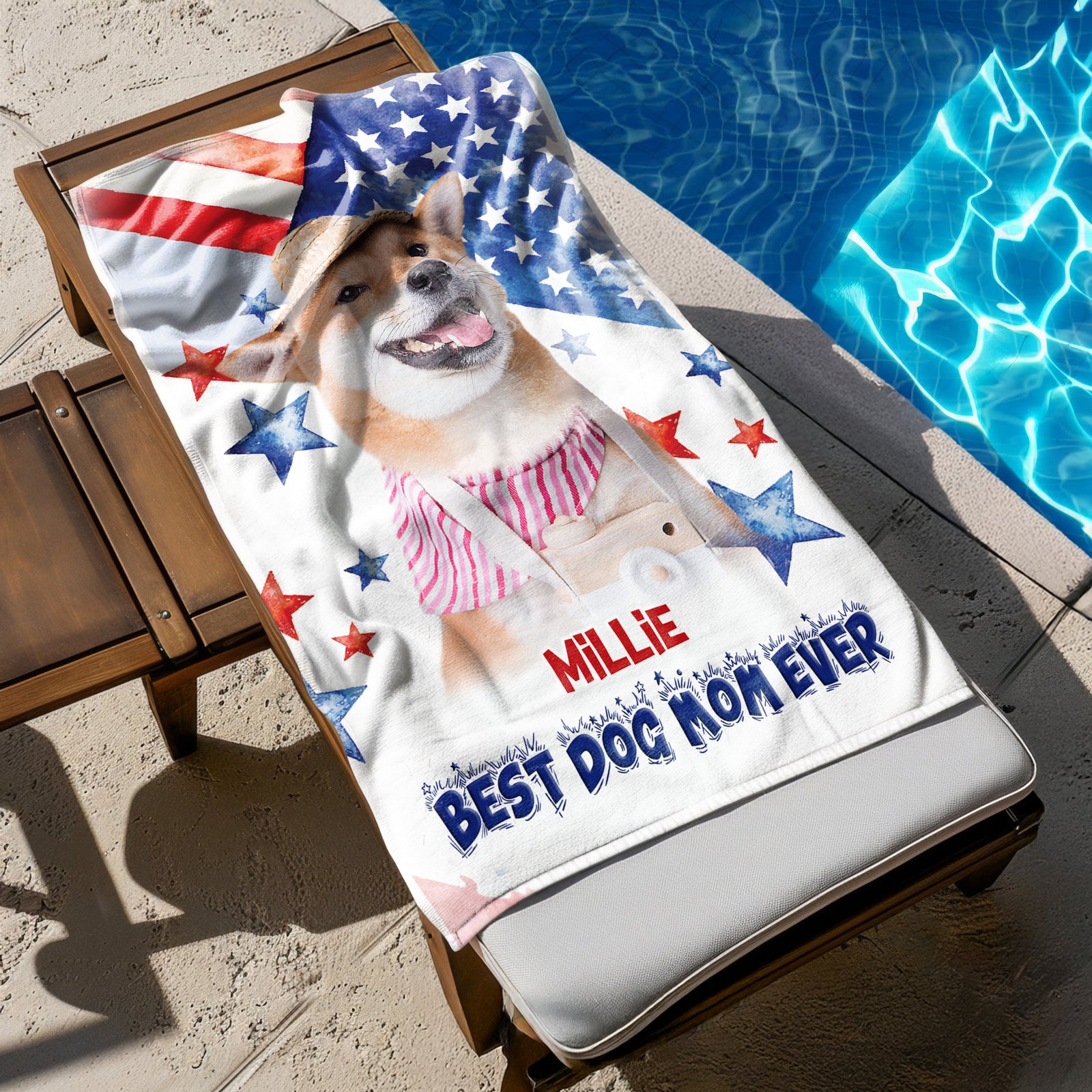 Custom Photo Best Dog Dad Mom Ever Beach Towel Summer Gift For Dog Lovers Cat Lovers CH07 895798
