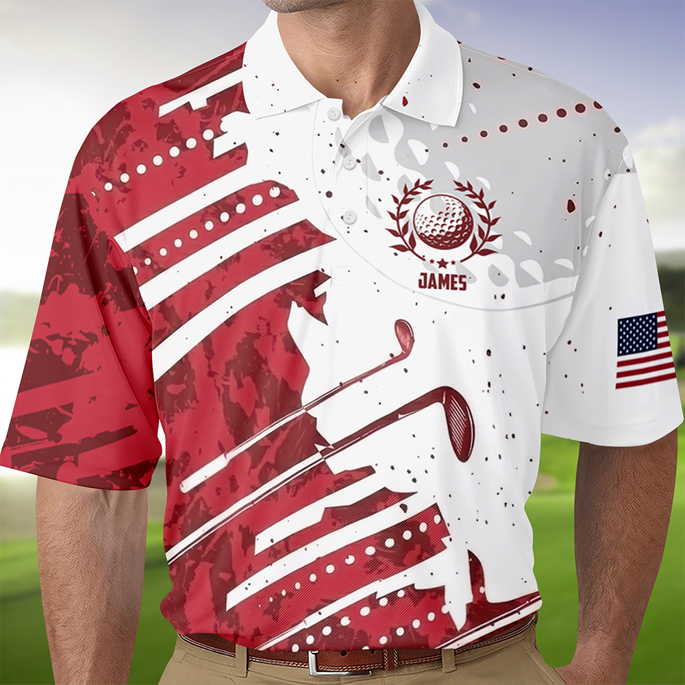 Custom Name Golf Pattern Polo Shirt Gift for Golf Lovers HA75 921130