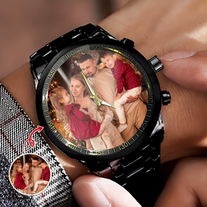 Custom Family Photo Men's Wrist Watch Christmas Gift For Dad, Grandpa HA75 892960