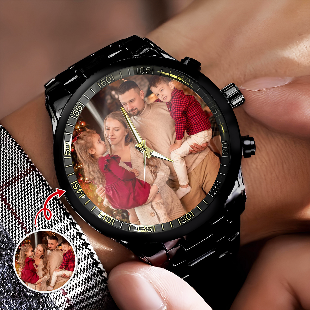 Custom Family Photo Men's Wrist Watch Christmas Gift For Dad, Grandpa HA75 892960