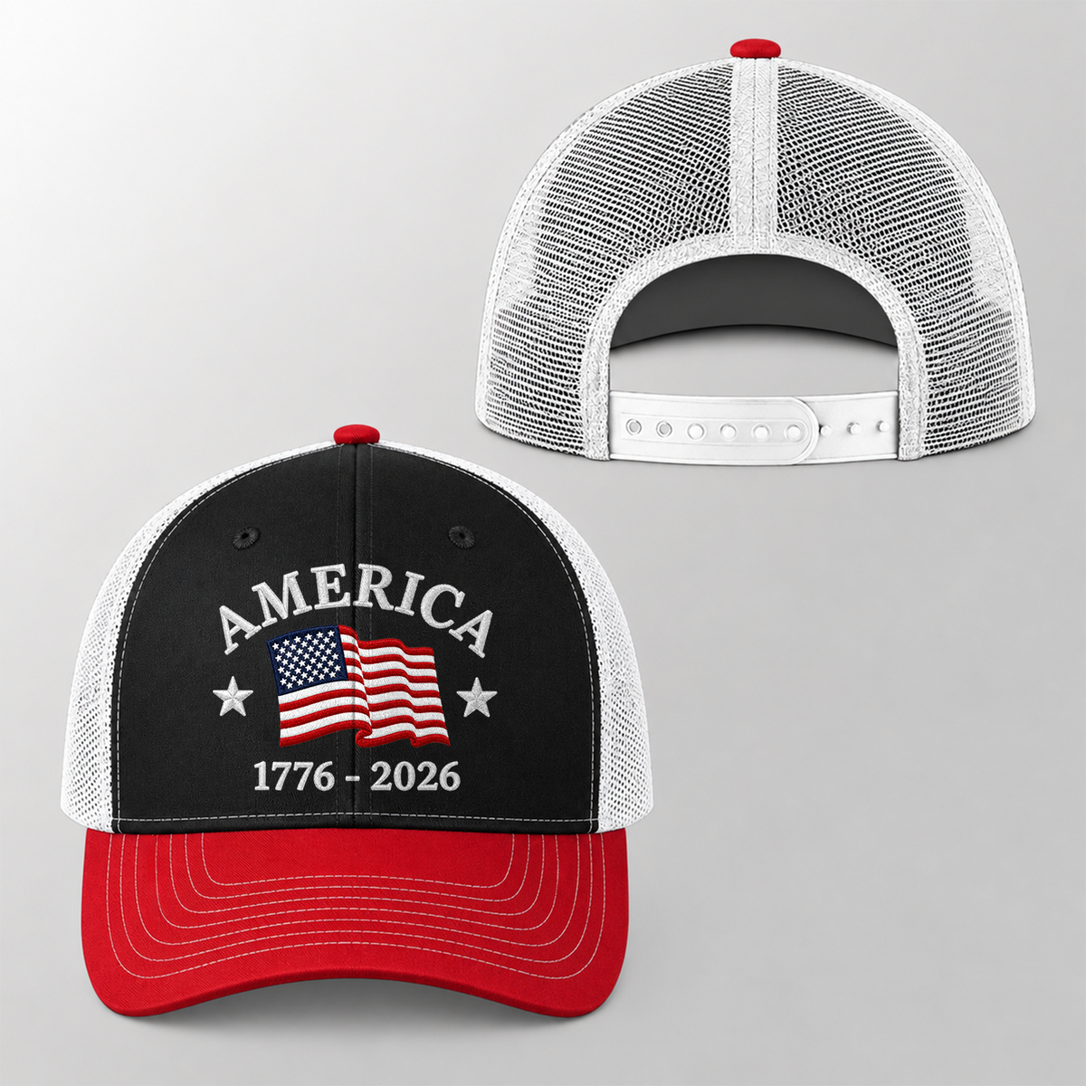 America Flag 1776-2026 250th Anniversary Embroidered Trucker Hat CH07 911926