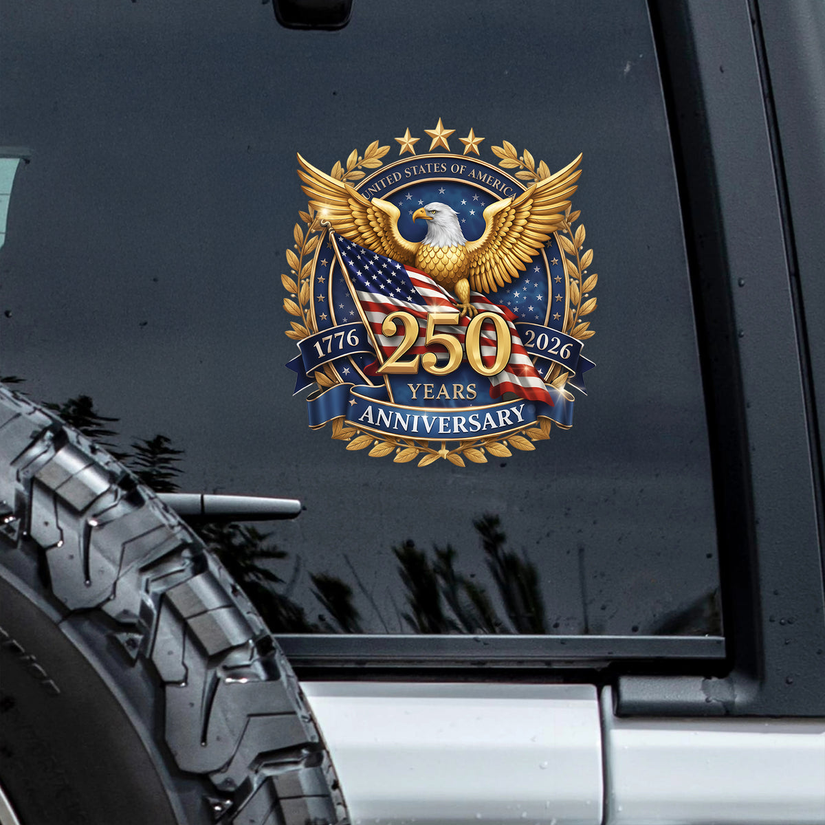USA 250th Anniversary Emblem Patriotic Eagles Flag Car Window Decal Sticker LM32 899069