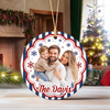 Custom Family Photo Striped Pattern Ceramic Christmas Ornament HA75 922130