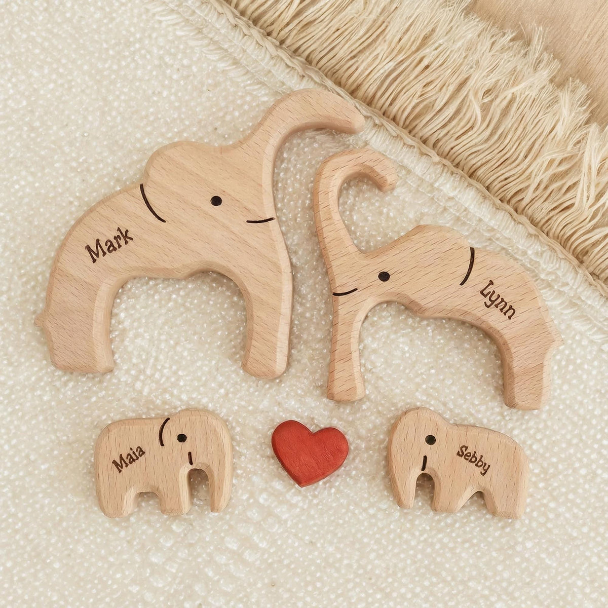 Custom Elephant Family Shaped Wooden Puzzle - Mothers Day Father Day Gifts CH07 910524