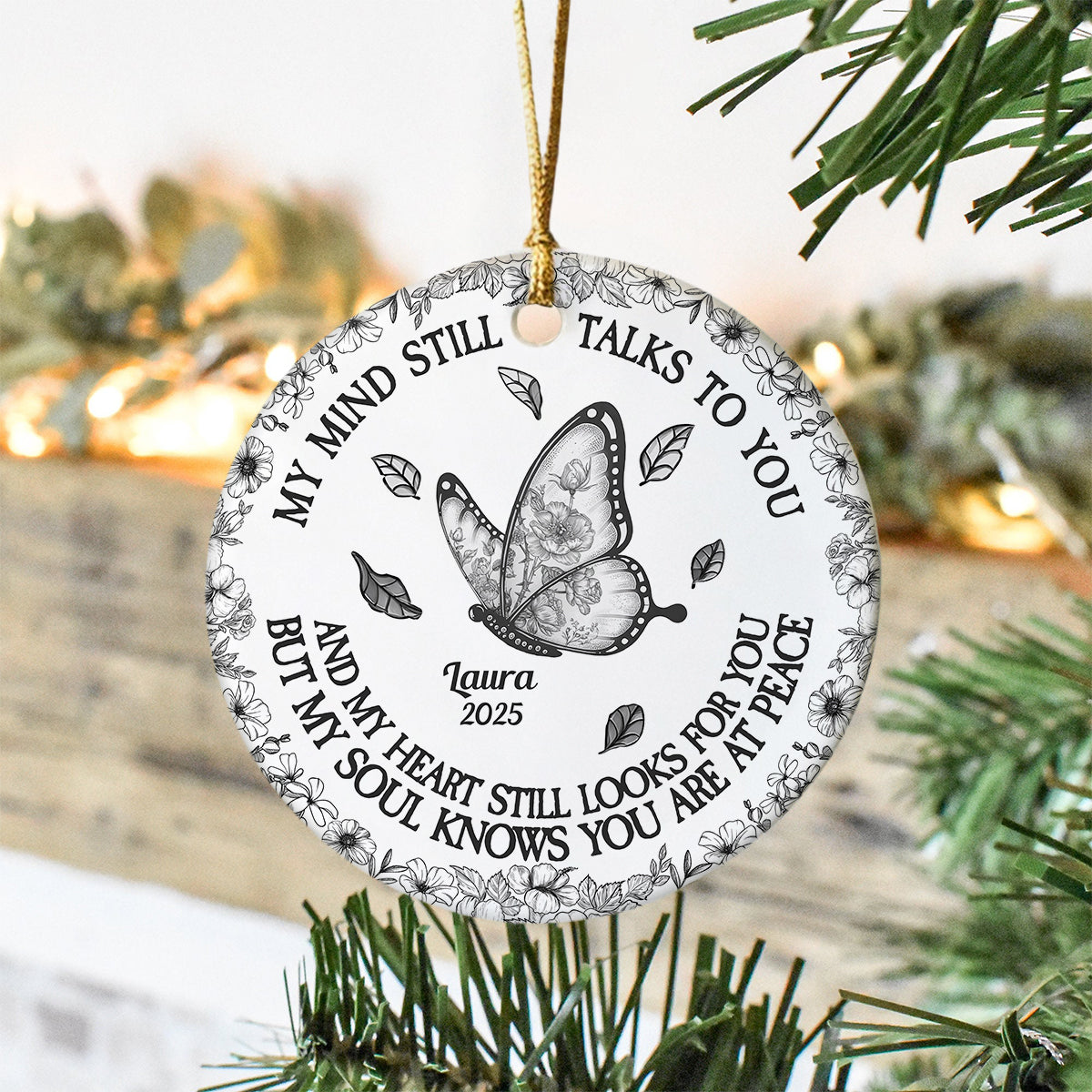 My Mind Still Talks To You Toile - Personalized Ceramic Ornament HA75 897460