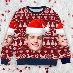 Custom Face Photo With Christmas Pattern Ugly Christmas Sweater TH10 891597