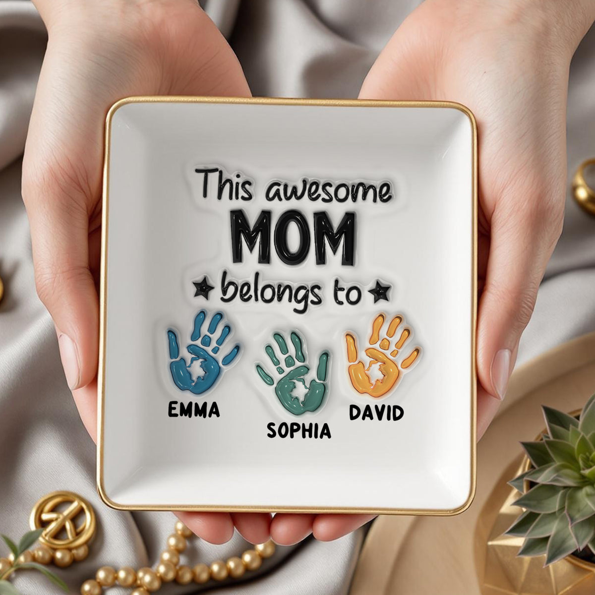 This Awesome Mom Belongs To Personalized Jewelry Dish Mother's Day Gift for Mom HA75 892068