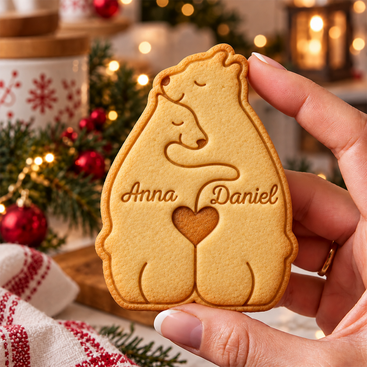 Custom Bear Family Shaped Cookie Stamp, Personalized Baking Accessory HO82 904174