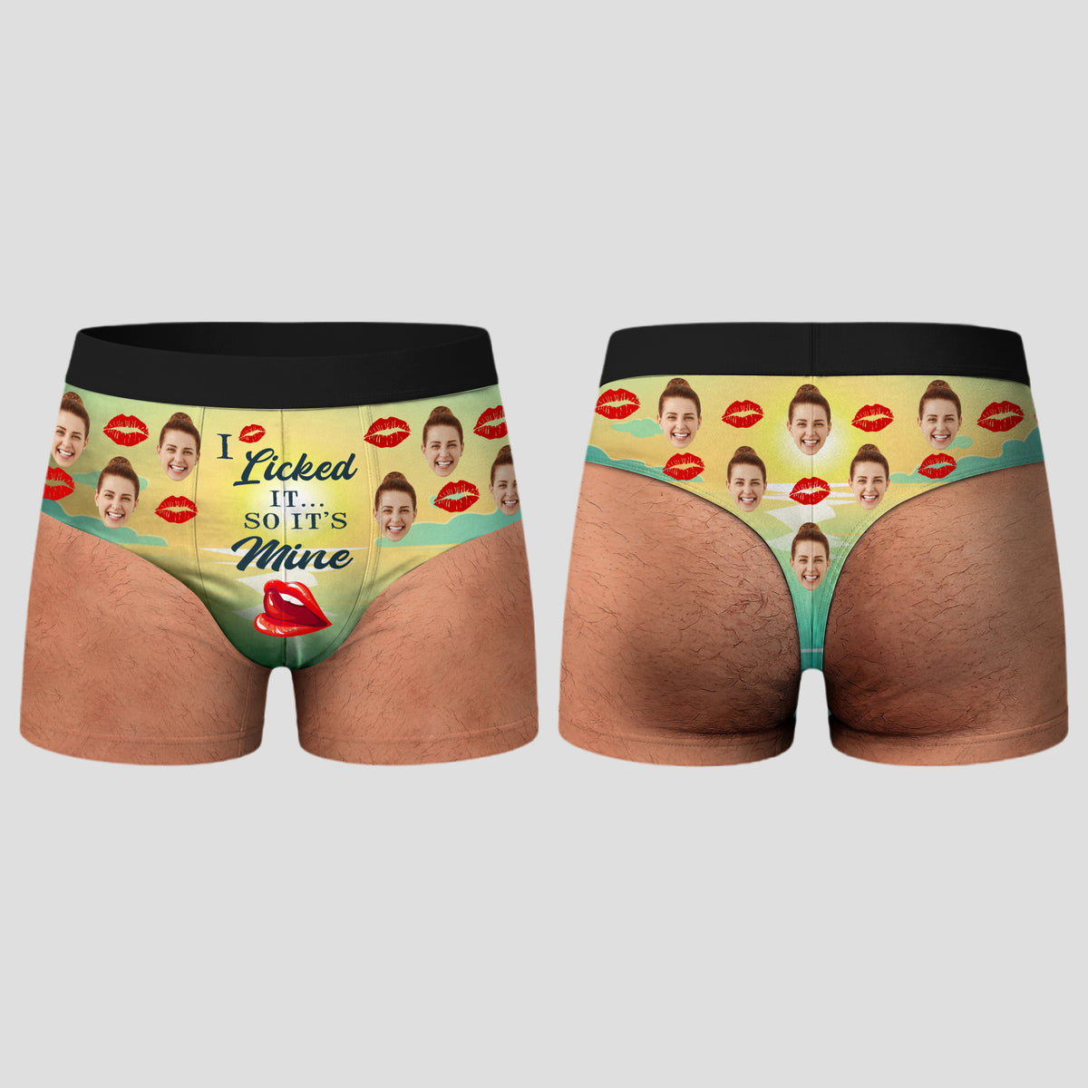 Custom Funny Face I Licked It So It's Mine Men's Boxer Briefs - Novelty Gift For Boyfriend, Husband LM32 669553