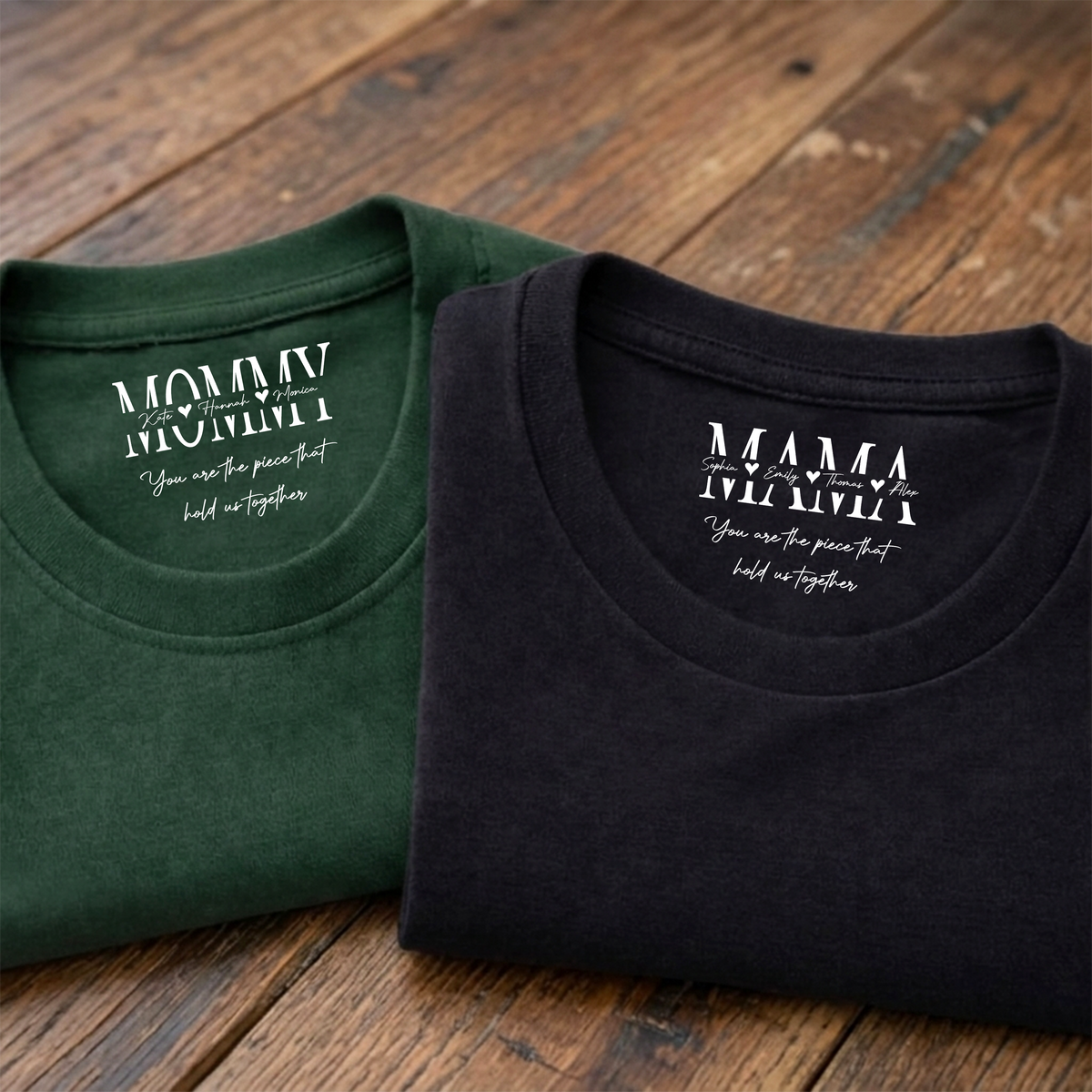 Mom, You Are The Piece That Hold Us Together Custom Kid Name  Neck Print Shirt CH07 910932