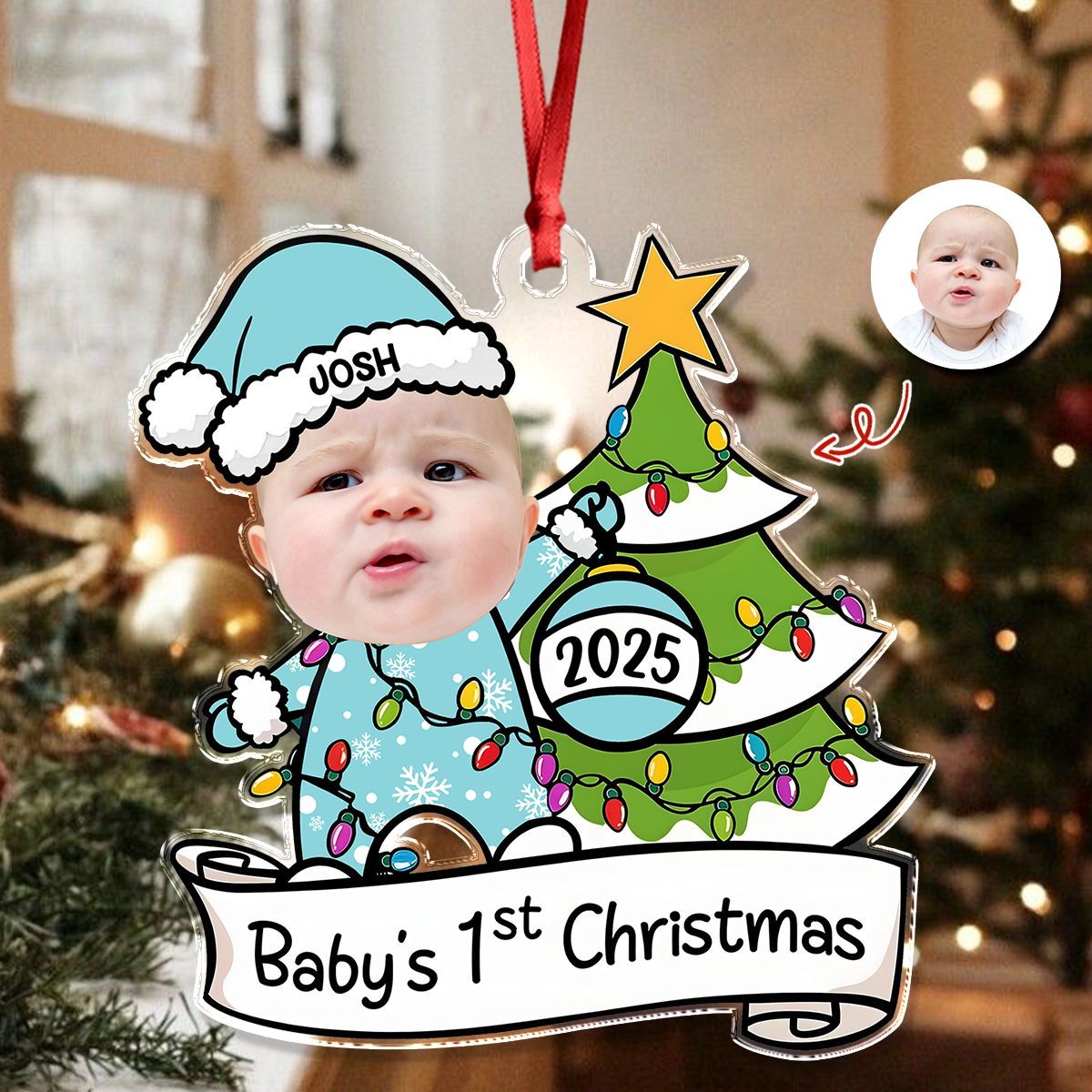 Custom Photo Baby's First Christmas Personalized Acrylic Ornament New Born Gift HA75 892860