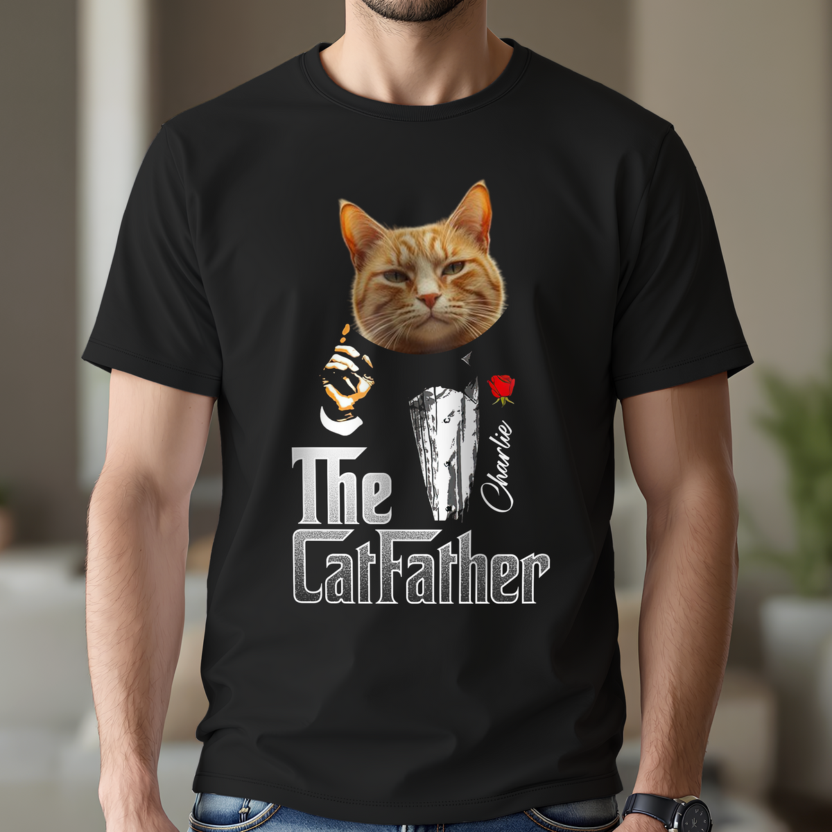 Custom Photo The Catfather Gentlemen Cat Shirt Personalized Gift For Dad HO82 893846