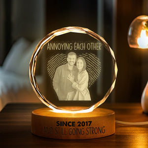 Custom Photo Annoying Each Other Since Couple Engraved Crystal Photo With Light LM32 897609