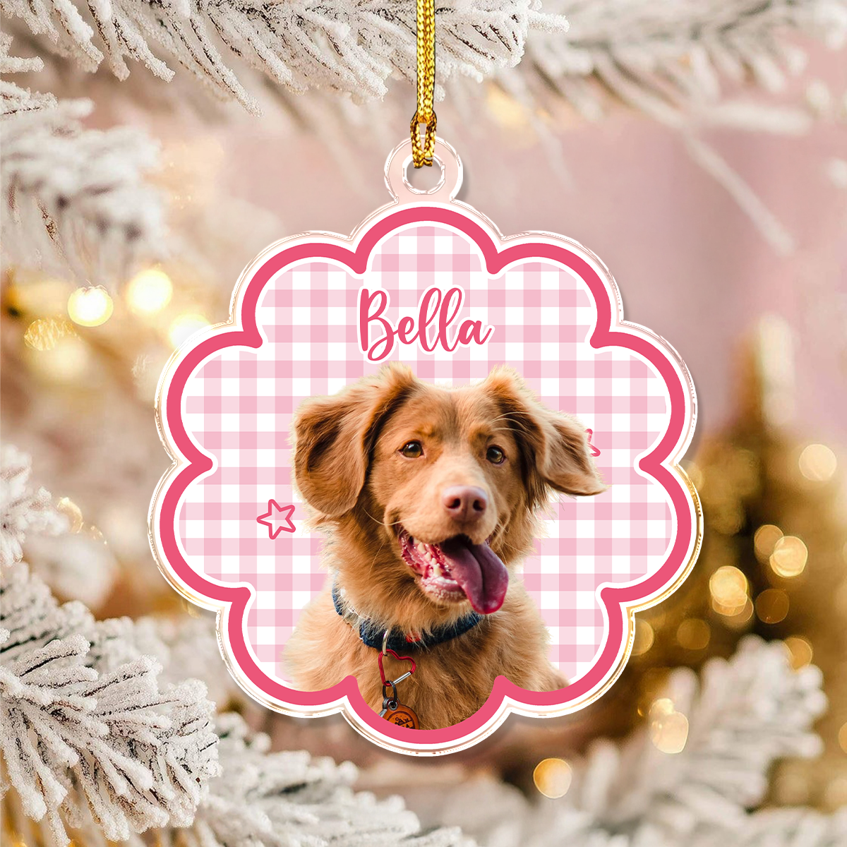 Custom Dog Photo Star Flower Shape Acrylic Ornament, Personalized Pet Keepsake CH07 180400