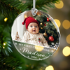Custom Photo Baby's First Christmas Glass Ornament, New Baby Gift, Newborn Christmas Gift HA75 919146