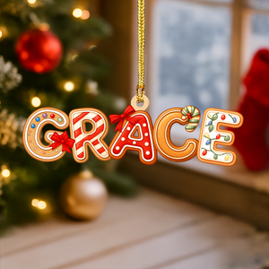 Custom Name Gingerbread Alphabet Personalized Acrylic Ornament HA75 898354