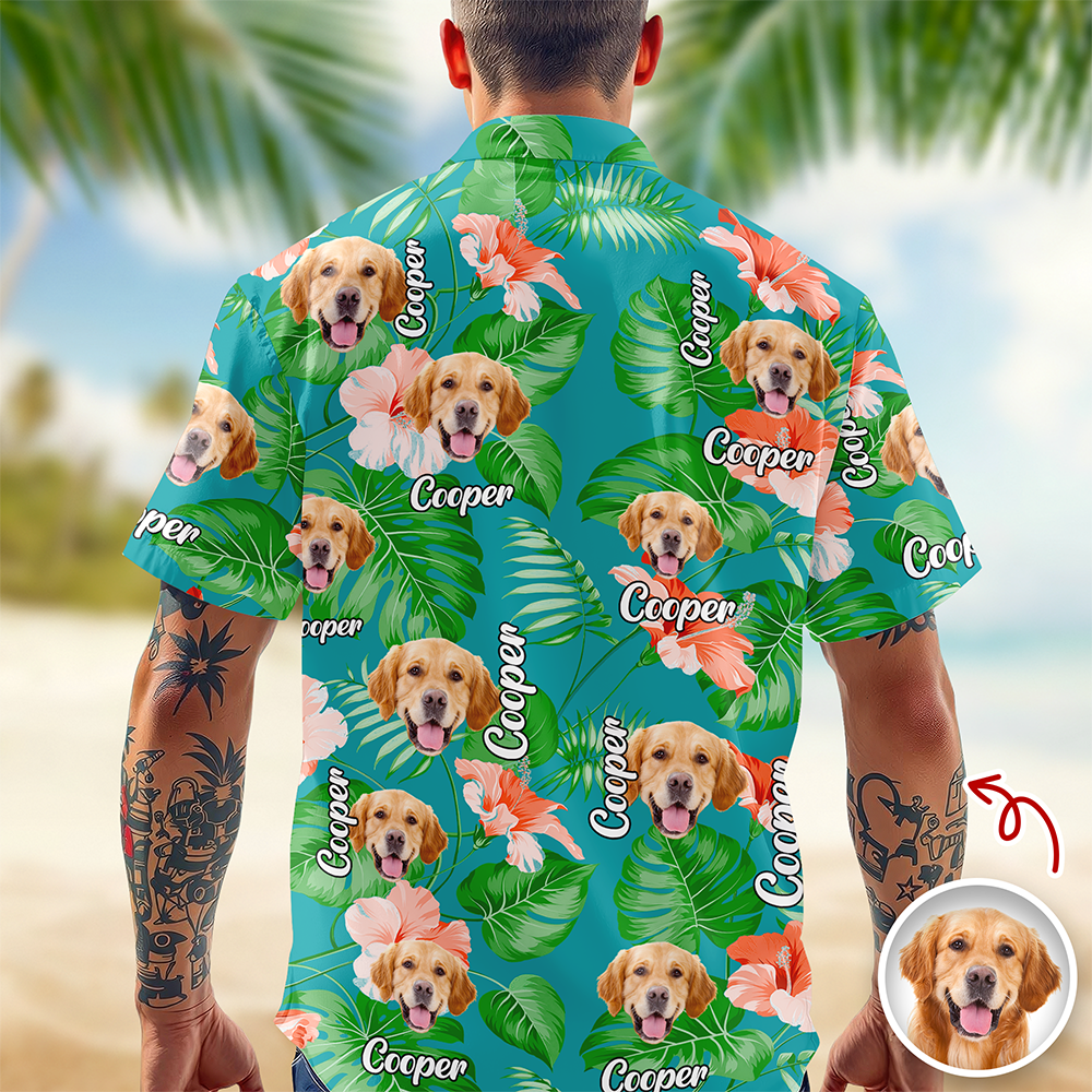 Custom Pet Face Photo Tropical Hawaii Shirt For Pet Lovers TH10 169491