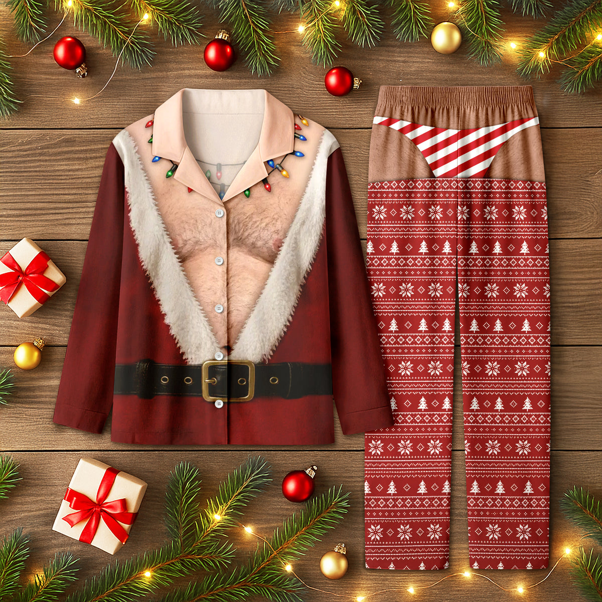 Personalized Funny Christmas Body Illusion Pajamas Novelty Holiday Gift for Men & Women TH10 171195