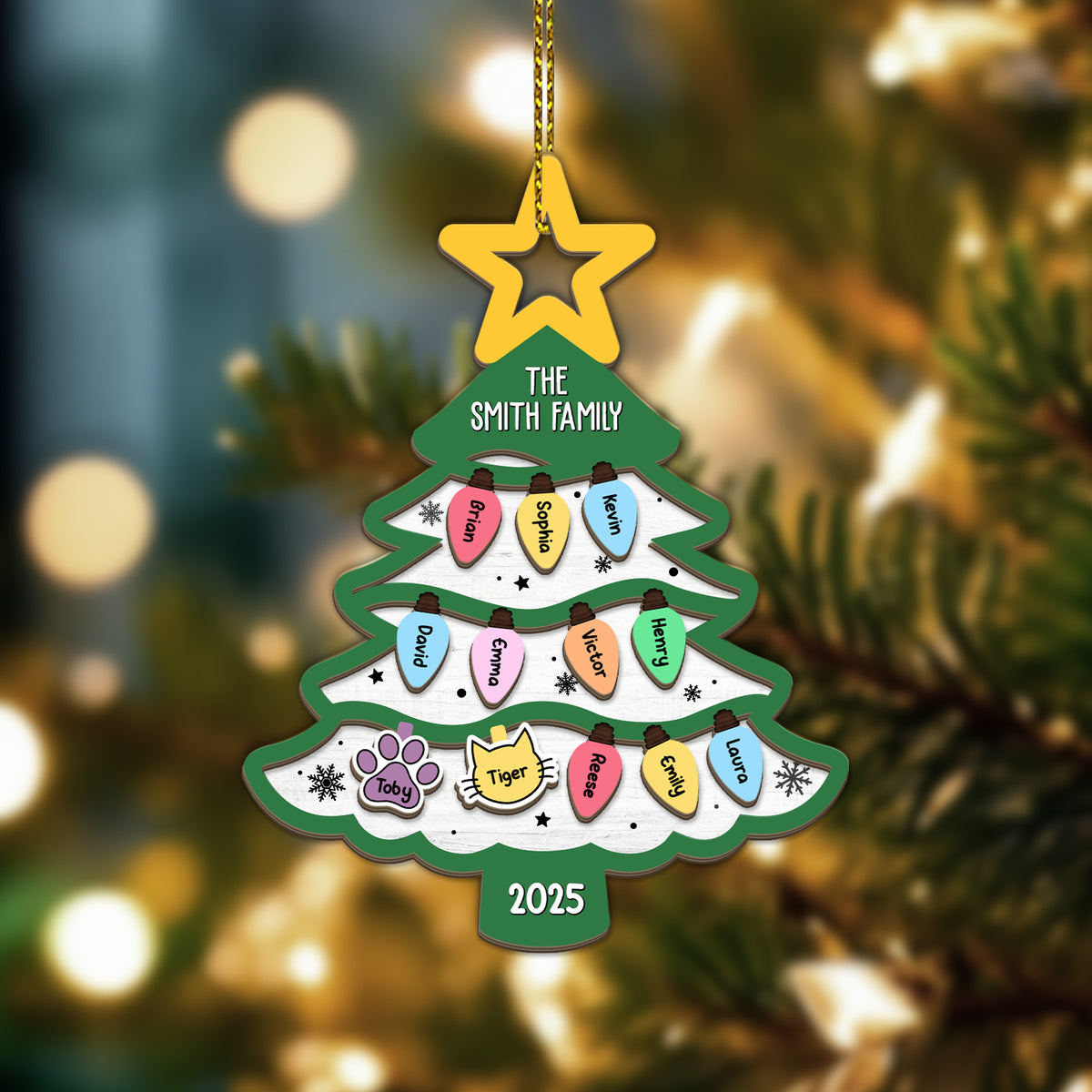 Personalized Family Tree Ornament 2025 Gift For Large Family With Pets HO82 894668