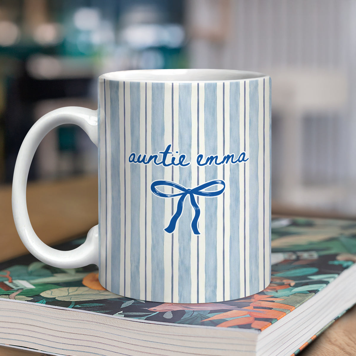 Custom Name Auntie Bow Print Full Mug - Personalized Gift for Aunt LM32 899805