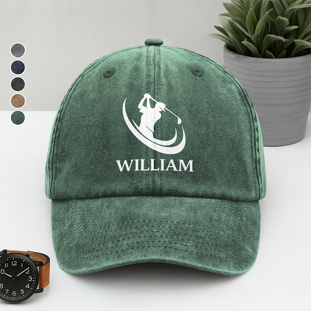 Personalized Custom Name Washed Denim Baseball Cap For Golf Lover TH10 898147